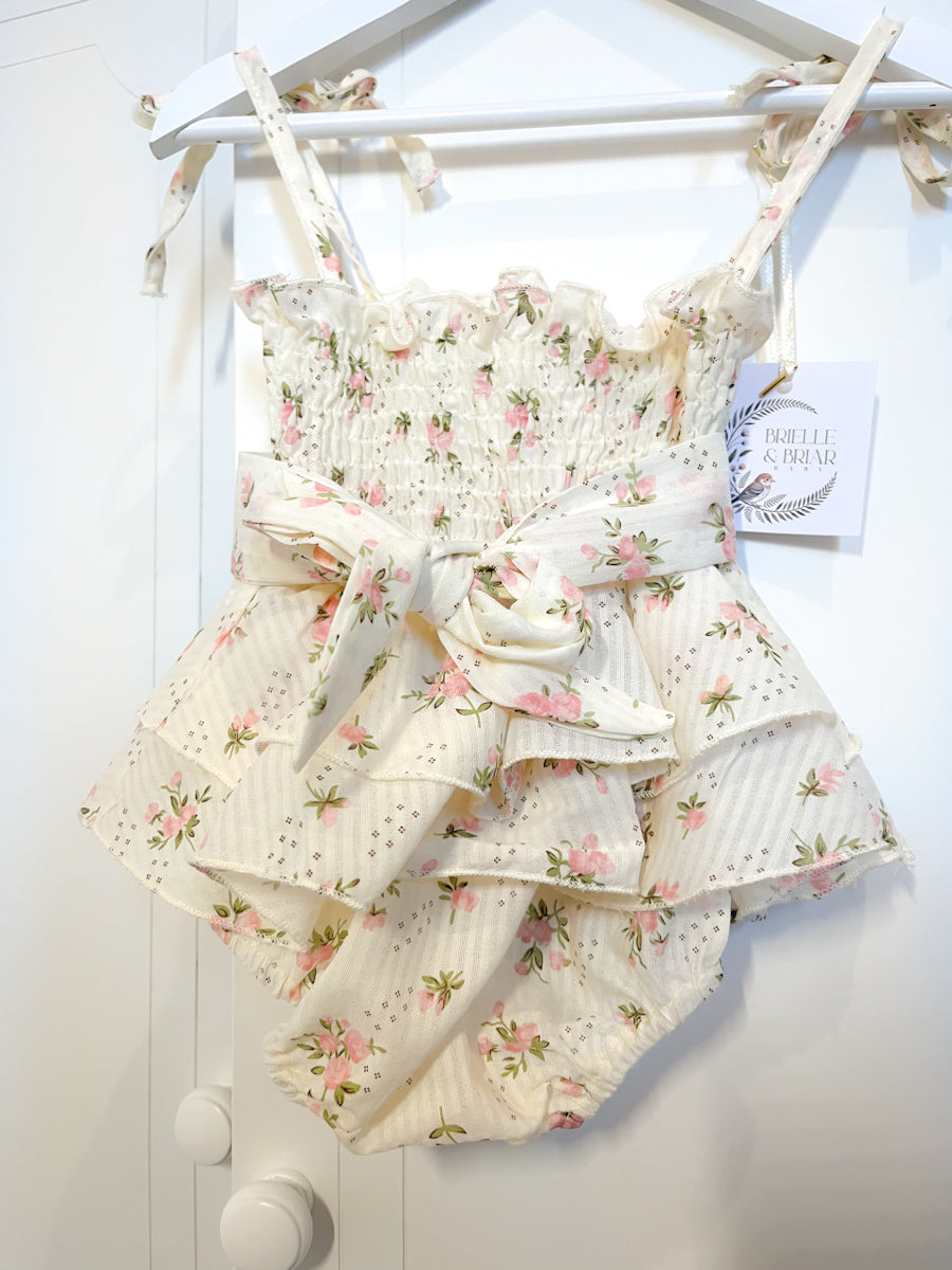 Ivory Rosette Tiered Romper