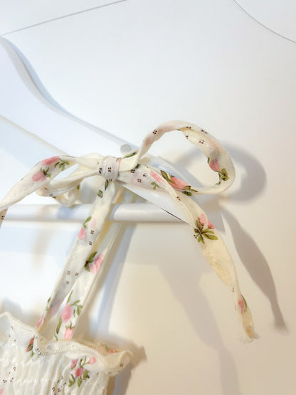 Ivory Rosette Tiered Romper