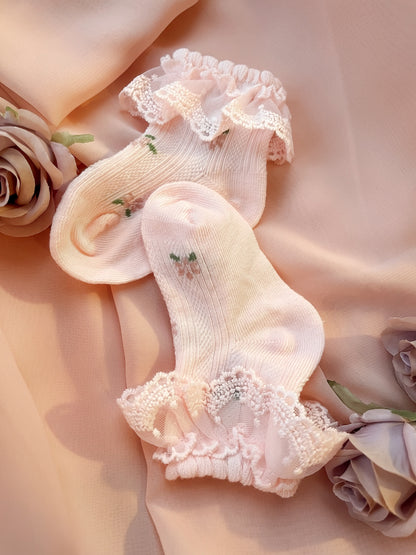 Fleur Lace Ankle Socks - Baby Blush
