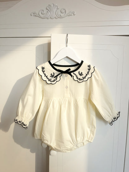 Céleste Bow Romper - Long Sleeve
