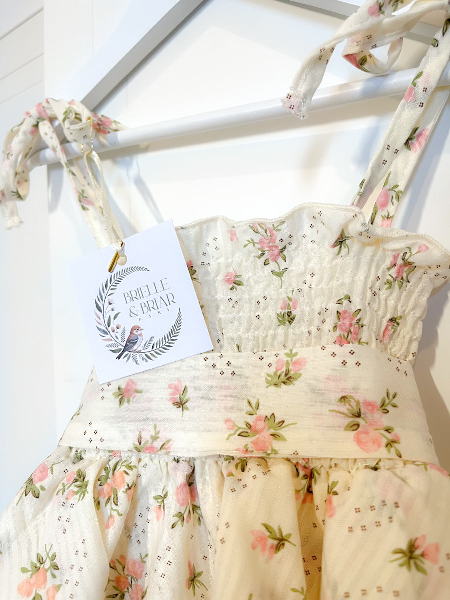 Ivory Rosette Tiered Romper