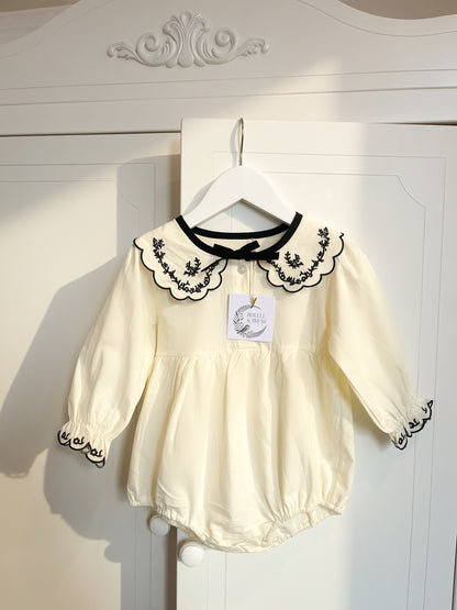 Céleste Bow Romper - Long Sleeve