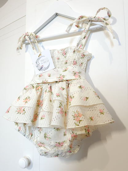 Ivory Rosette Tiered Romper