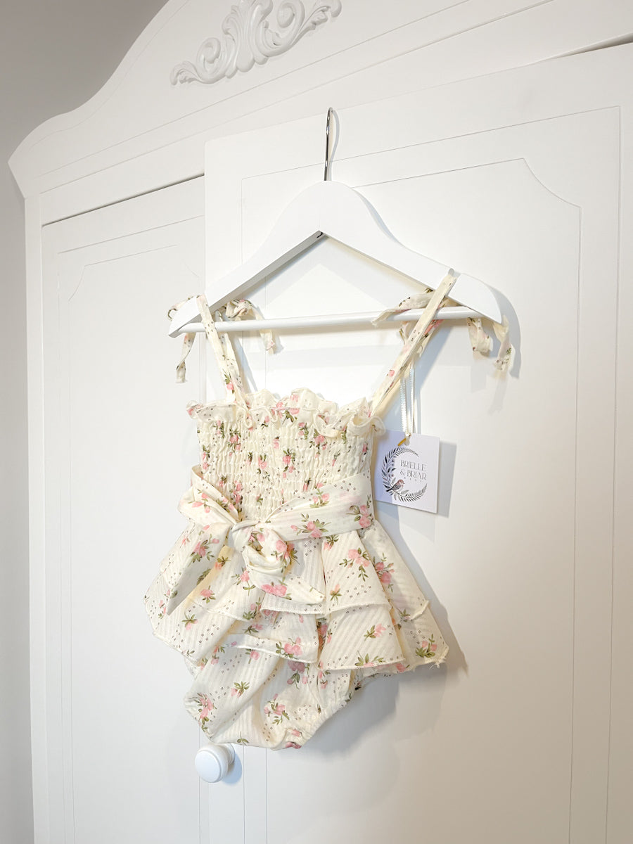 Ivory Rosette Tiered Romper
