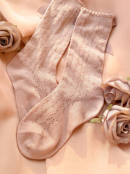 Signature Bow High Socks - Dusky Rose