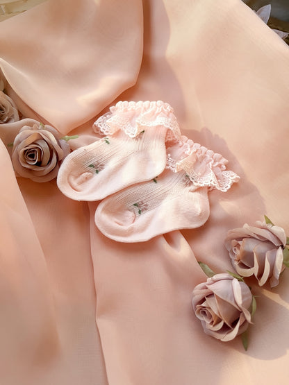 Fleur Lace Ankle Socks - Baby Blush