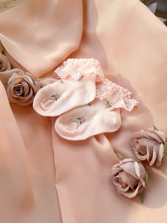 Fleur Lace Ankle Socks - Baby Blush
