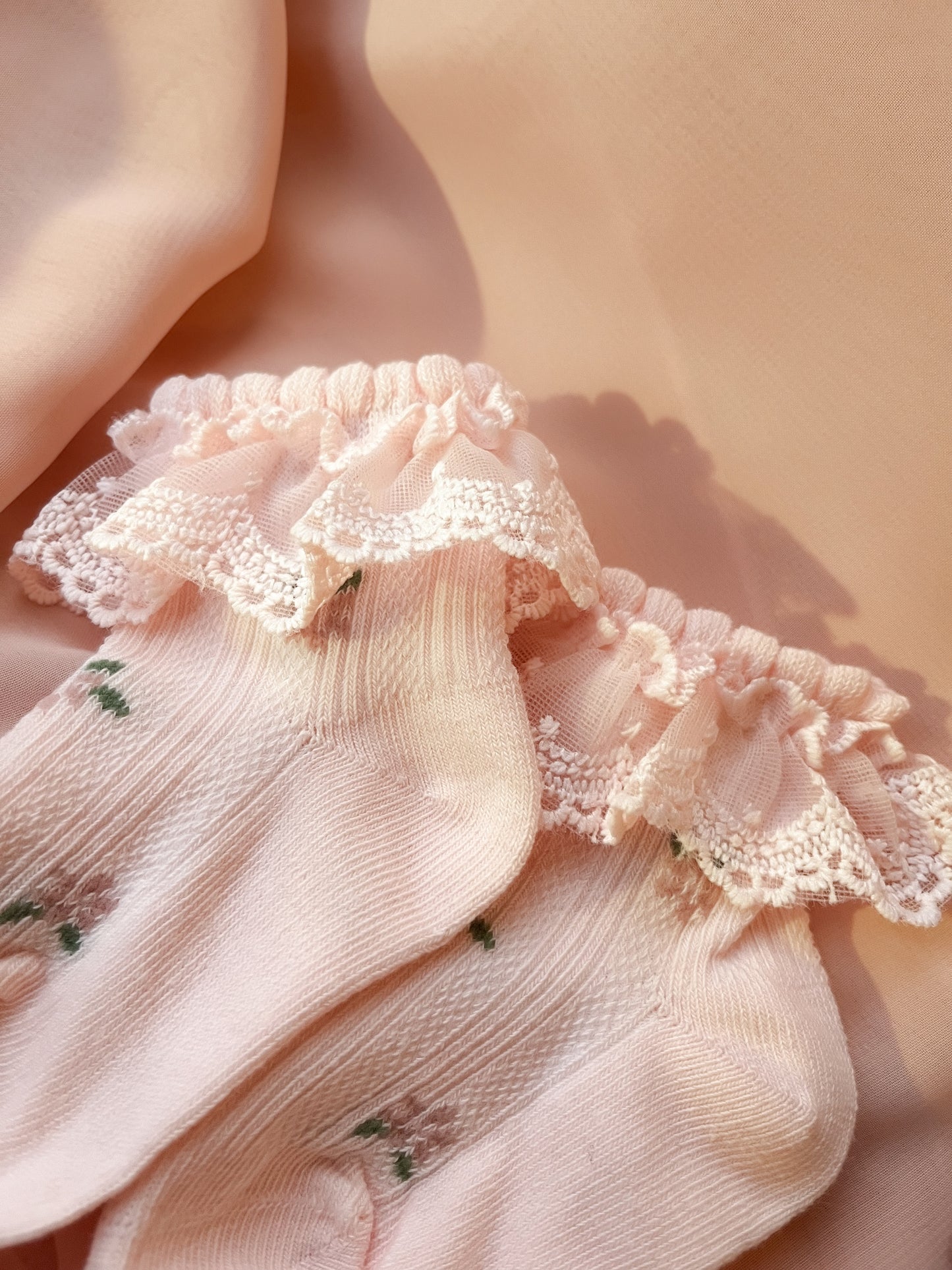 Fleur Lace Ankle Socks - Baby Blush